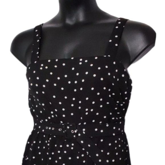Trixxi Polka Dot Sleeveless Adjustable Straps Belted Jumpsuit Black White XL - Picture 6 of 10